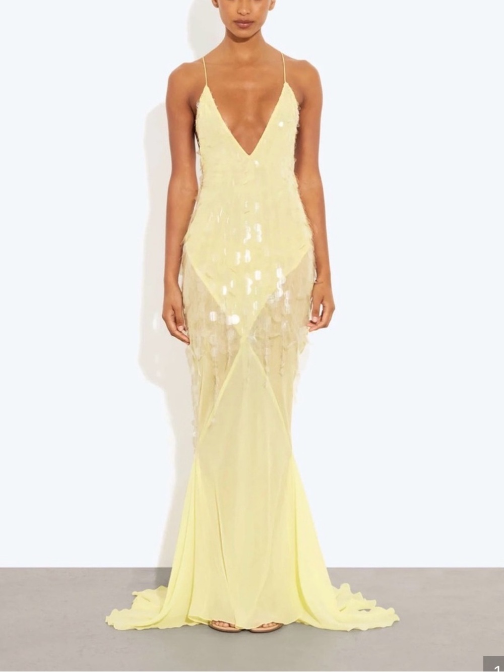 Rat & Boa Asteria Yellow Sequin Gown